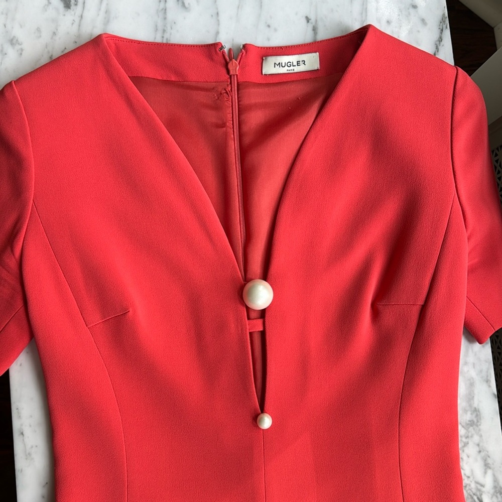MUGLER pearl detailed fitted dress size 34